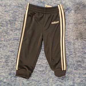 Adidas Kids Black Track Pants with White Stripes